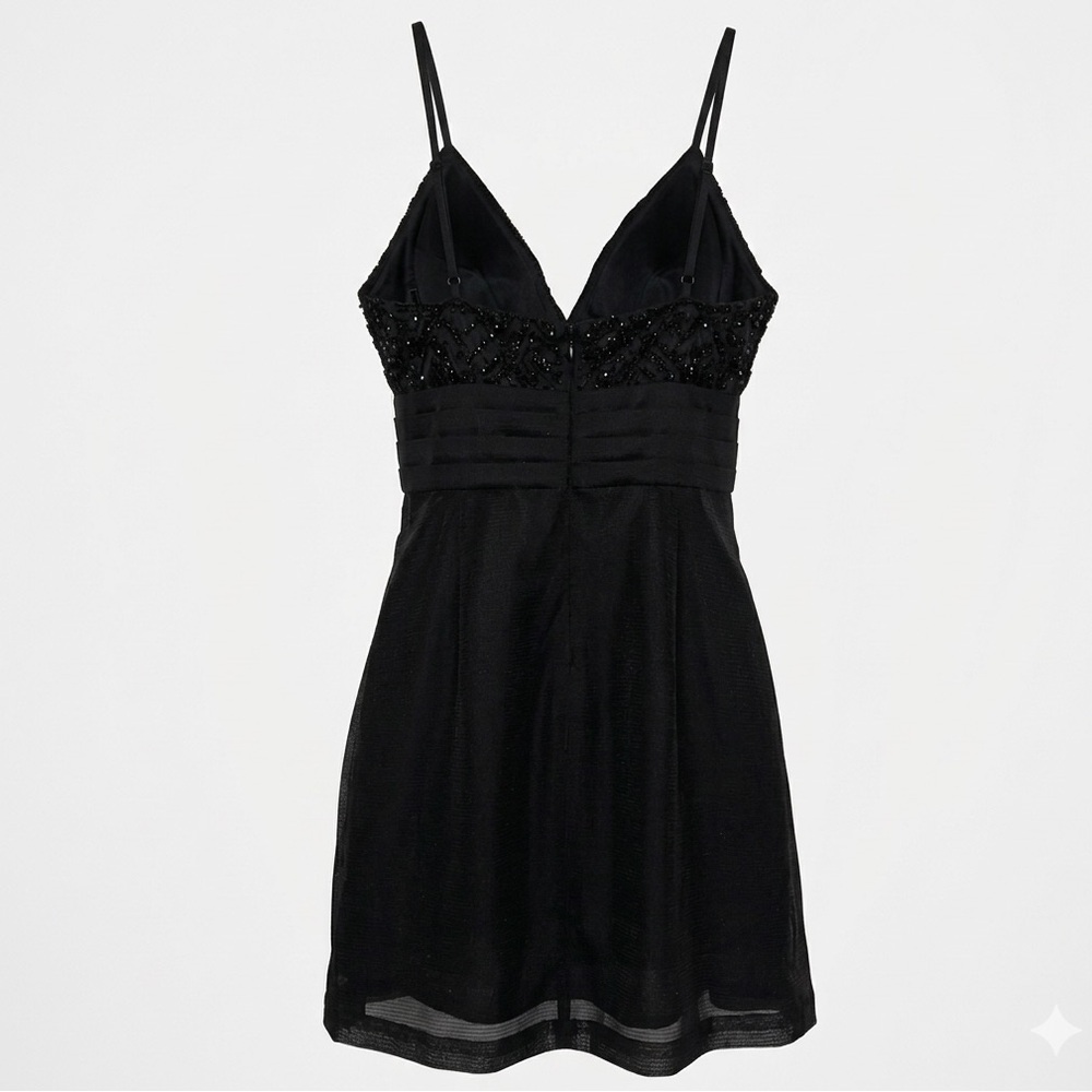 Free People We Go Together Beaded Mini Dress Black Size 2 Pleated
